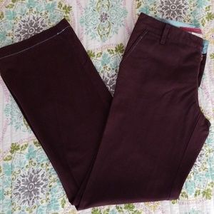Velvet Plum with pale blue detail cotton slacks